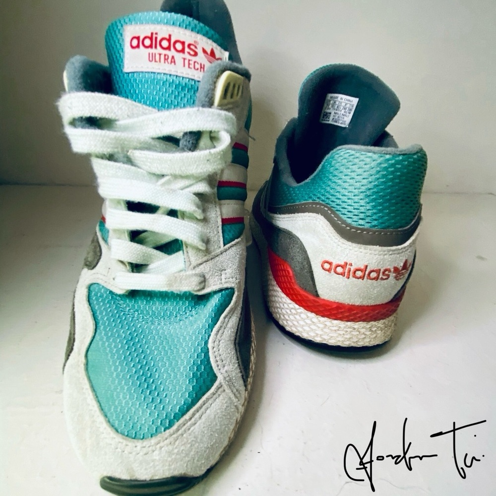 Adidas Blue and Gray Sneakers Retro Style